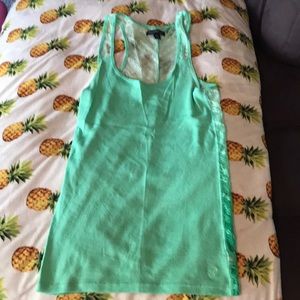 Green lace back tank top